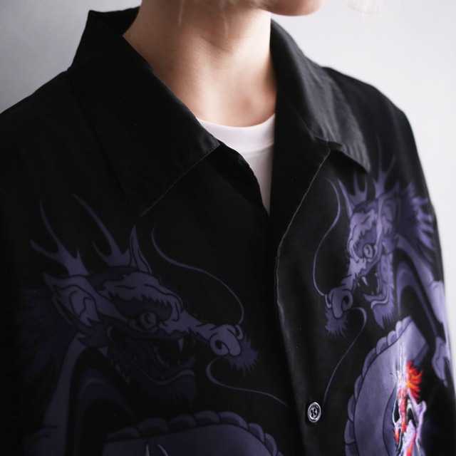 "龍×刺繍” neon color dragon pattern loose h/s shirt