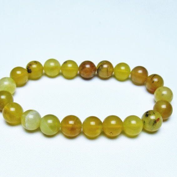 オパール ブレスレット 9mm イエローオパール コモンオパール 一点物 メール便可 [M便 1/10] 111-48718