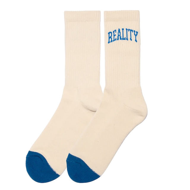 UXE MENTALE "REALITY" Crew Socks - Creme/Navy