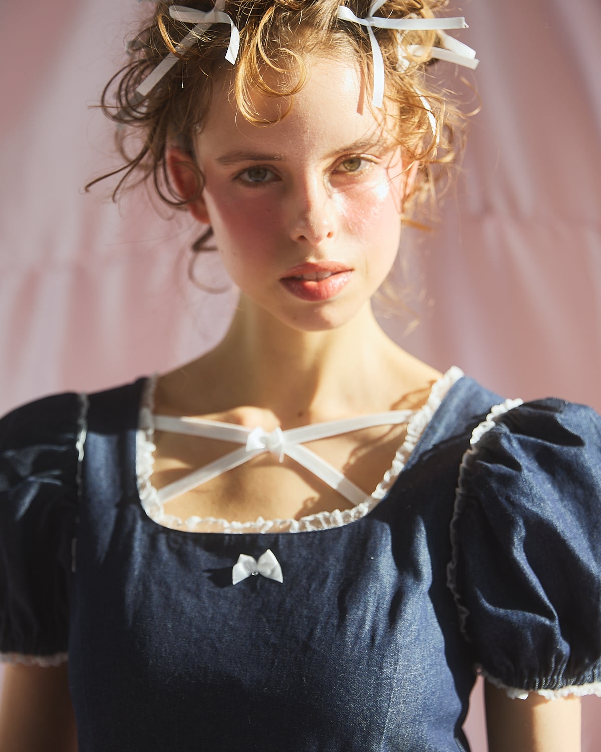 ♡ lilLilly S/S デニムフリルワンピース INDIGO S/S デニムフリルワンピース | lilLilly official webstore