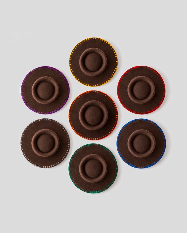 WOOL STITTCH HAT BROWN