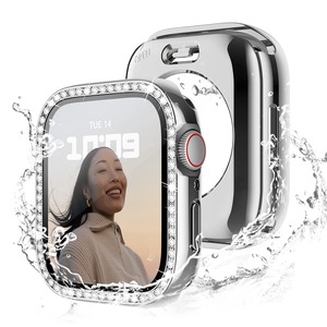 【人気】360度防水設計 Recoppa コンパチブル Apple Watch ケース 40mm キラキラ アップルウォッチカバー 防水ケース Series 6 5 4 SEに対応 ガラスフィルム付き 一体型 IP68完全防水 ダイヤモンド 光沢感 オシャレ レディース シルバー 40mm