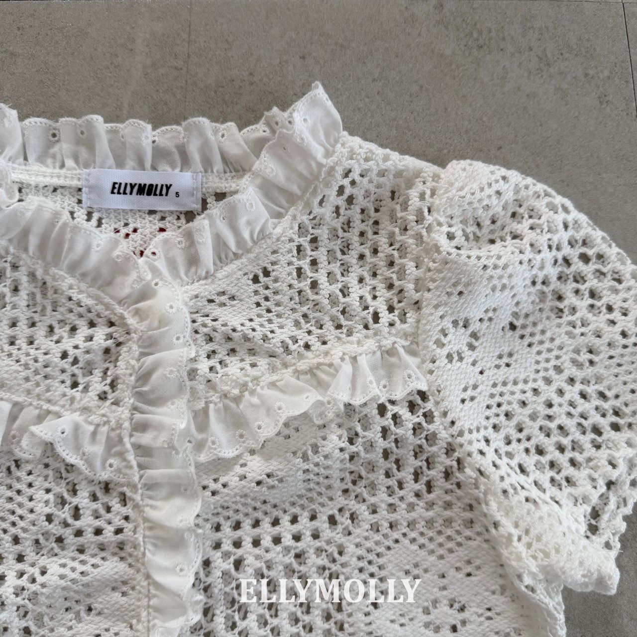 [ELLYMOLLY] Rosy Crochet Blouse +fee2 / [엘리몰리] 로지크로쉐블라우스