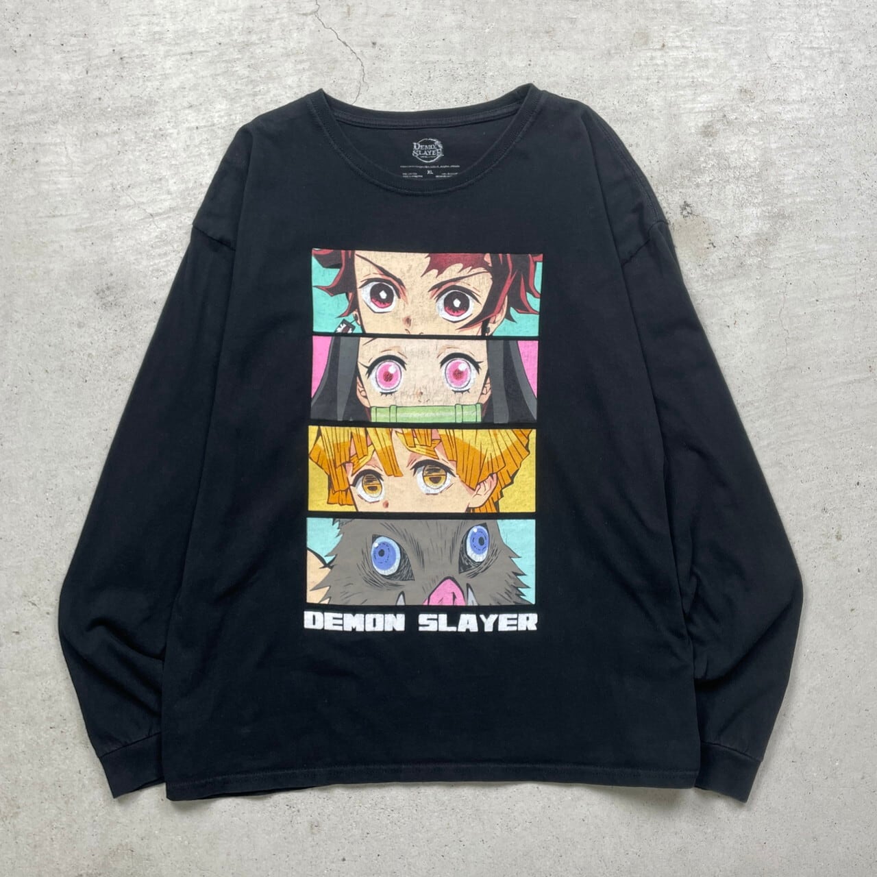 【B18】DEMON SLAYER鬼滅の刃キャラクタープリントTeeブラックXL 鬼滅の刃 DEMON SLAYER キャラクタープリント ロングTシャツ ロンT