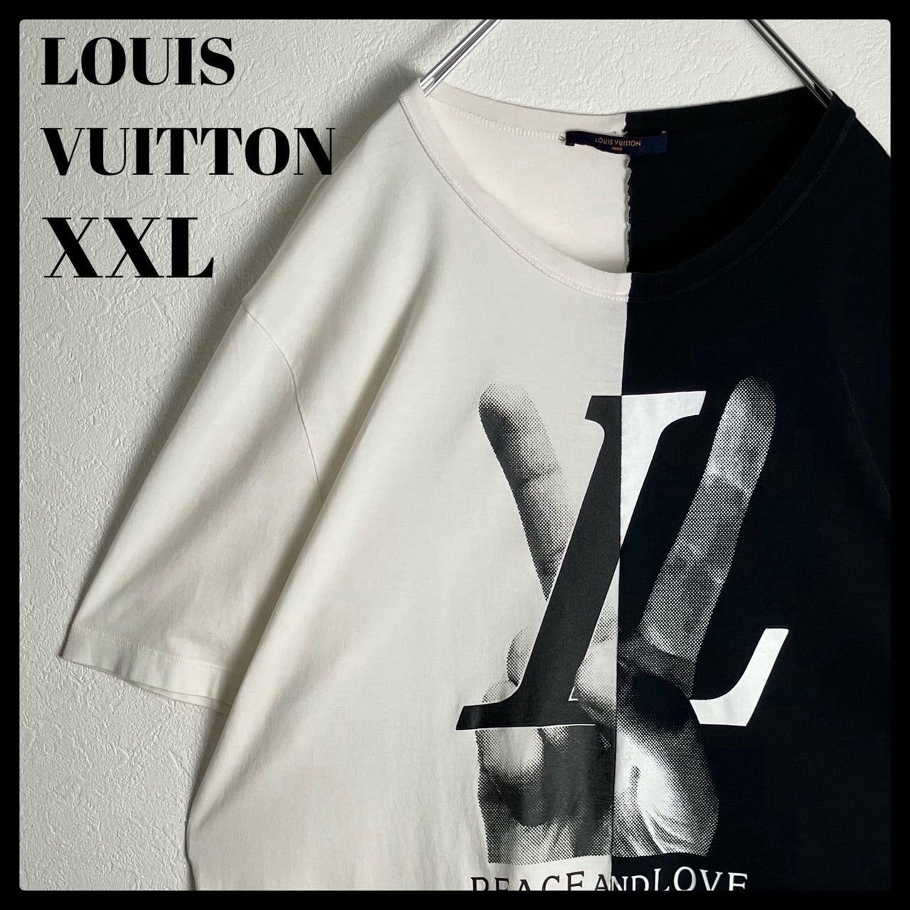 超希少XXL】ルイヴィトン LVロゴTシャツ ビッグロゴ 切り替え 白 黒