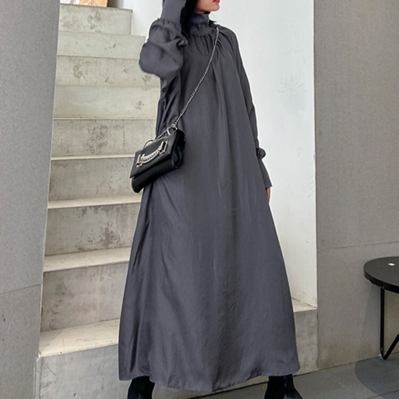 Turtleneck Long Loose Dress / タートルネック ロング ルーズ ワンピース