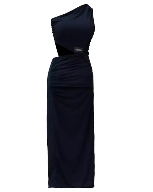 ワンショルダー スリットスカート ミディタイト ダンスドレス　ds1487