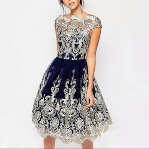 送料無料 未使用 発表会 デ－ト フォ－マル ボタニカル 上質 膝丈 ワンピース 7号 S [OPN3483]