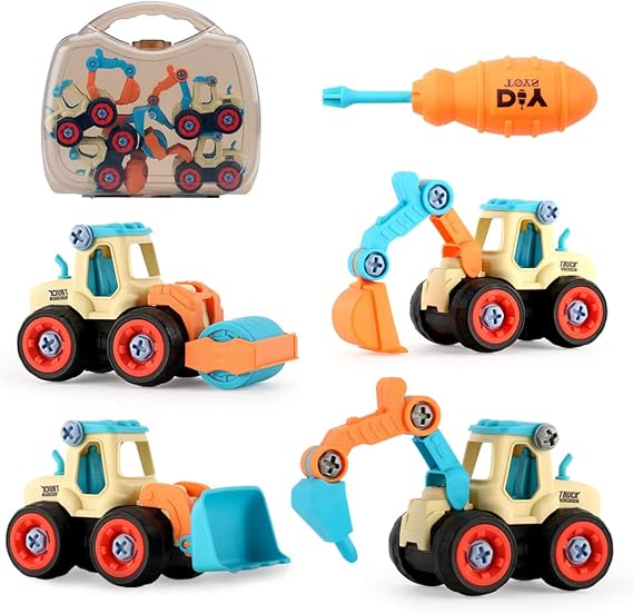 車の玩具まとめ売り ビッグマシン・ジョイントカー・うちの子天才 JoyGrow 車おもちゃ 組み立ておもちゃ 工事カー 建設車両 4台セット