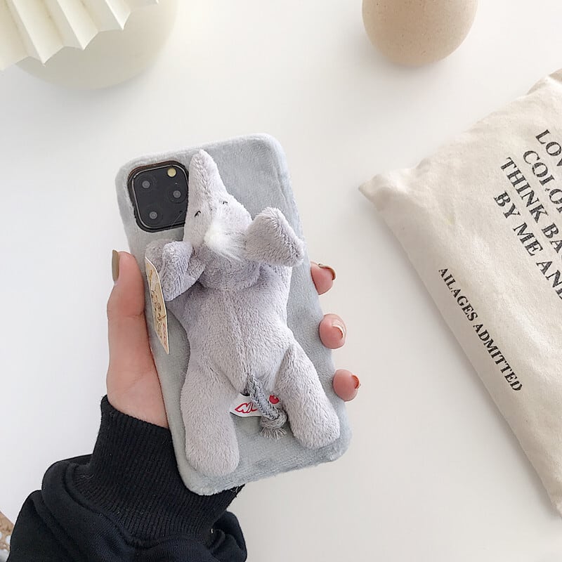 iPhoneケース 全機種対応 ぬいぐるみ風 ネコ ゾウ ハスキー ブタ