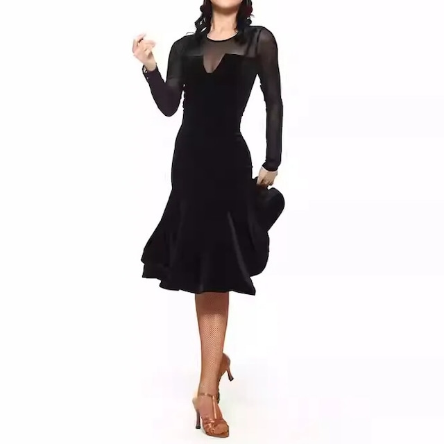 シアースリーブデザイン ベロアラテンドレス ds1069