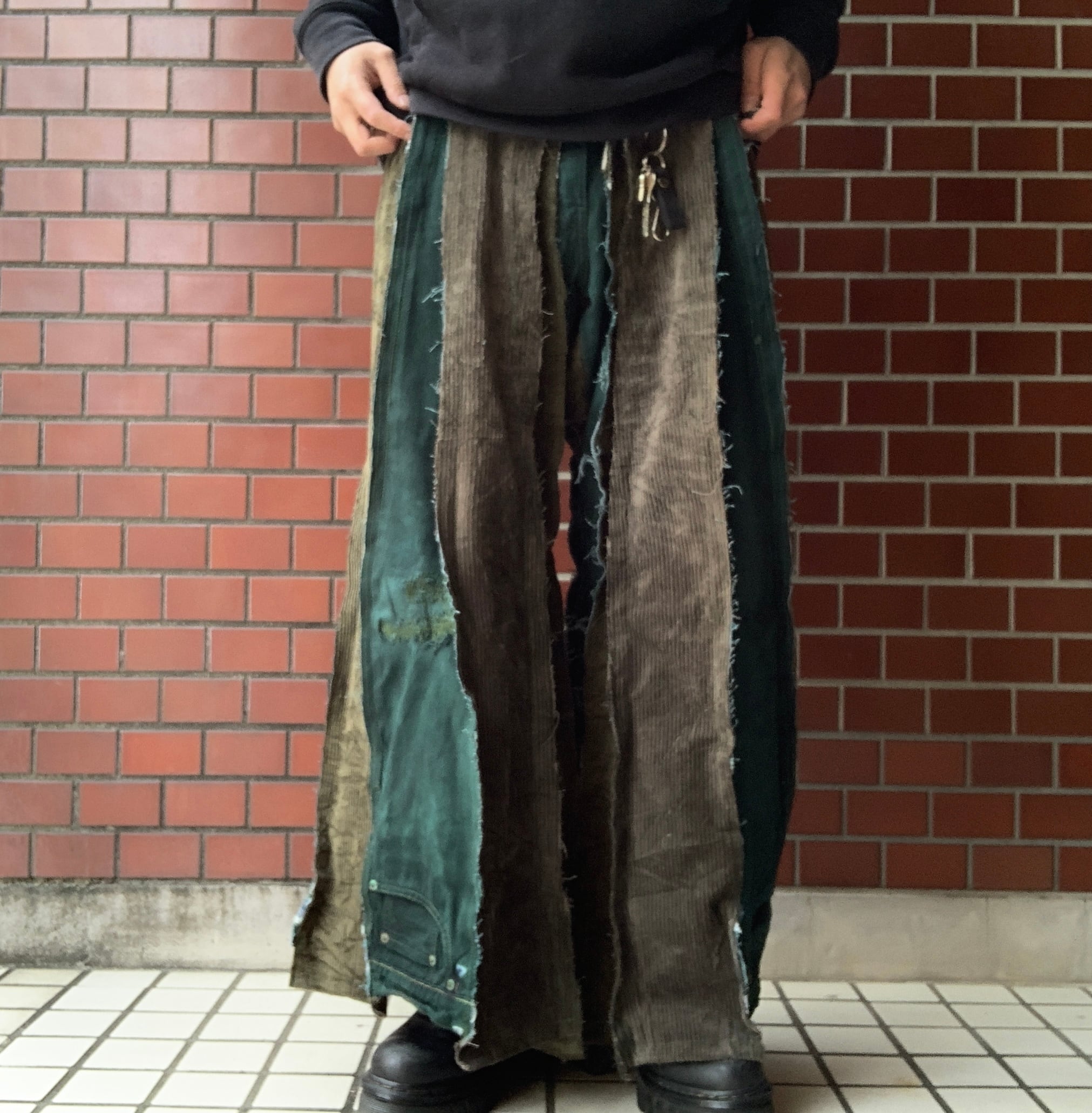 No.271【グリーンベース】再構築 リメイク ワイド フレア パンツ 