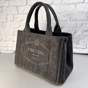 PRADA プラダ カナパ 三角ロゴ キャンバス ハンドバッグ 黒 A-13244