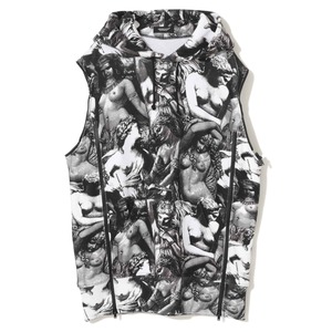 【UNDERCOVER】ﾇｰﾄﾞ総柄ｳﾗｹ袖取外ﾌｰﾃﾞｨｰ(BLACK MULTI)