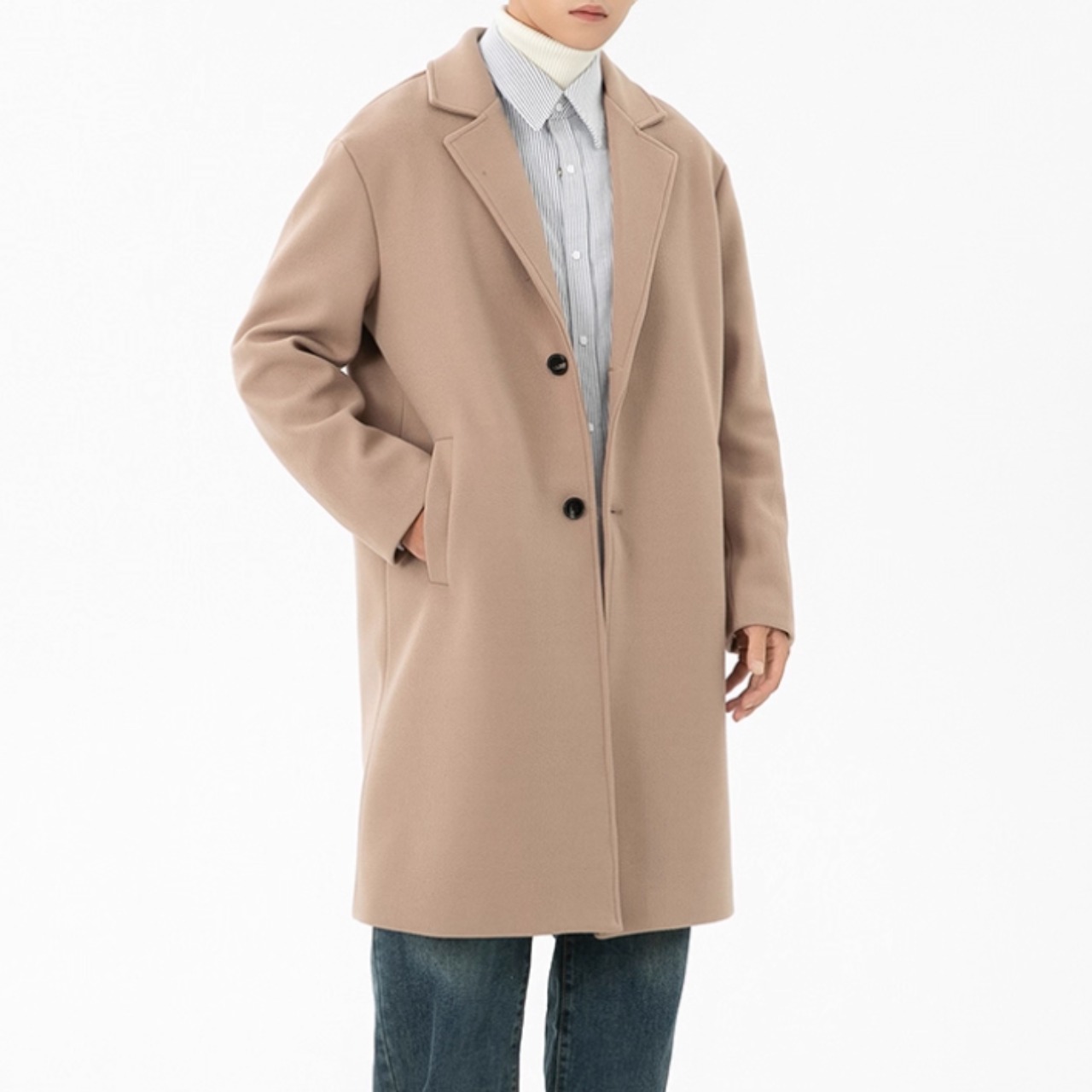 シングルブレスト ノッチドラペルコート af0400