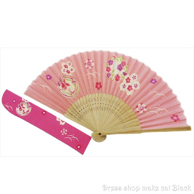 京佑 シルク扇子・袋付 花丸小 K-104 夏祭り 浴衣