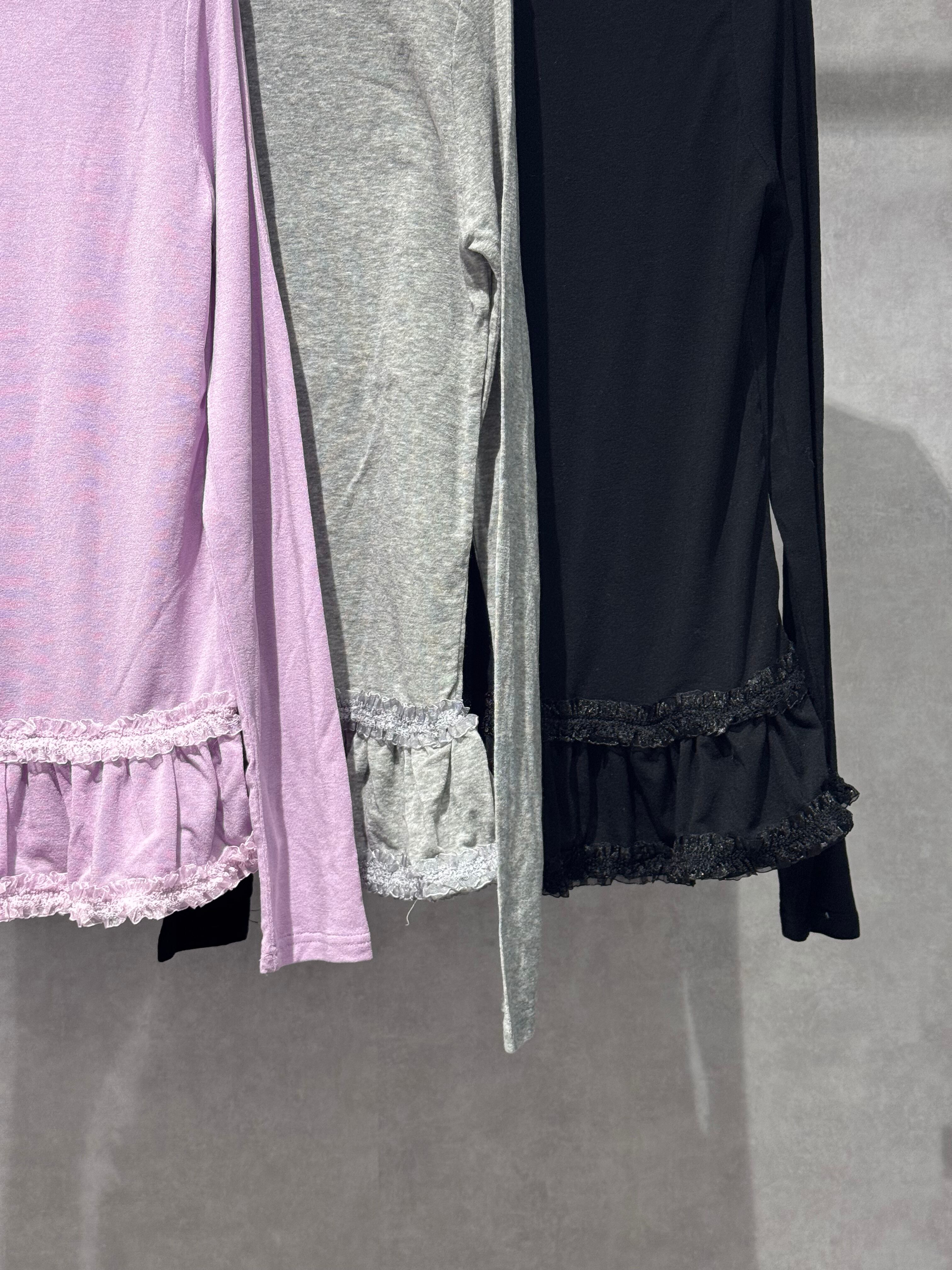 lace frill long T-shirt