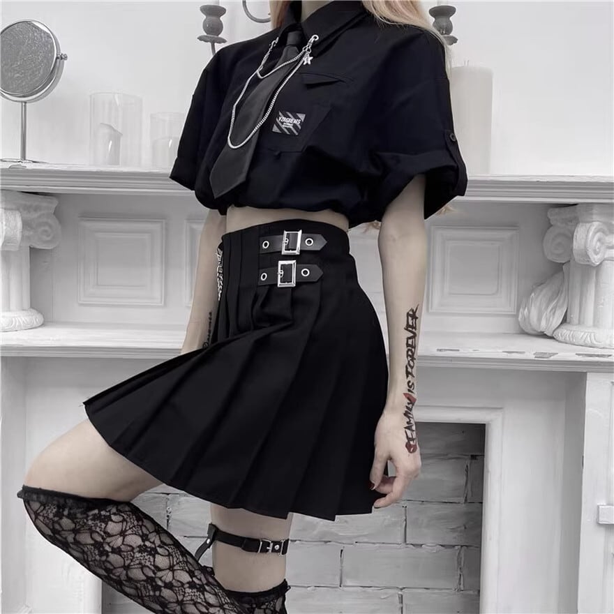 ミニスカ プリーツ アシンメトリー Aライン 闇かわいい バンギャ｜天使