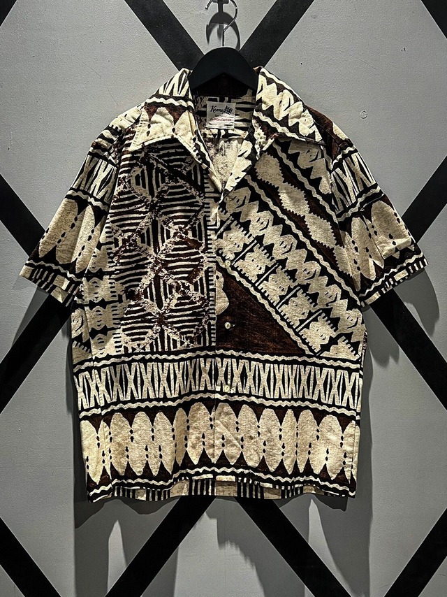【X VINTAGE】70's Artistic Ethnic Pattern S/S Aloha Shirt