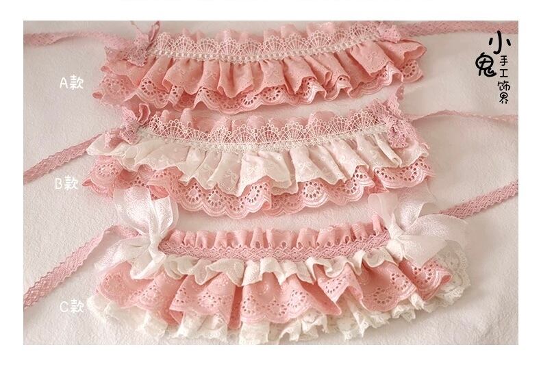 ♡ Lolita ボンネット風 フリルリボンヘッドドレス pink C‬