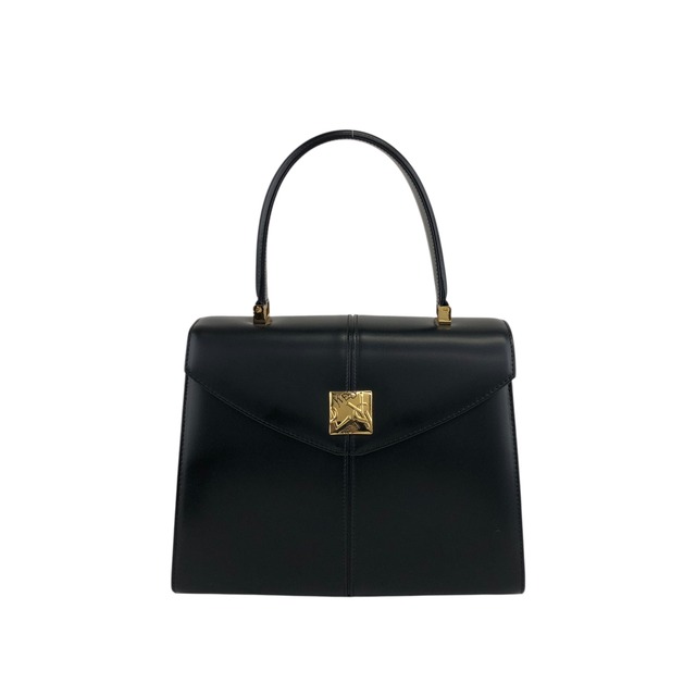 Yves Saint Laurent イヴ・サンローラン ハンドバッグ ブラック ロゴ レザー トップハンドル vintage ヴィンテージ オールド 473emd