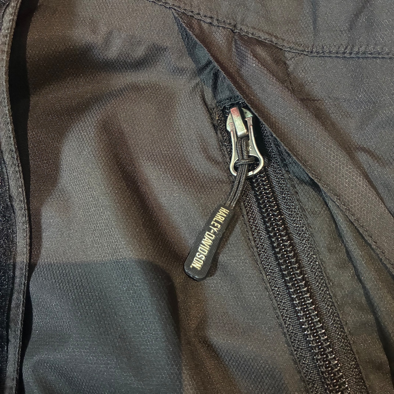 Harley-Davidson ナイロンジャケット マウンテンパーカー 黒 ドローコード ダブルジップ