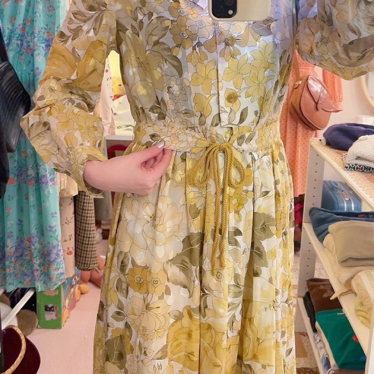 yellow sheer flower flare one-piece