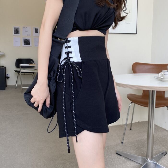 サマーショーツ ハイウェストギャザーカジュアルパンツ 薄手 夏物 ブルマー ケッペル47714143900