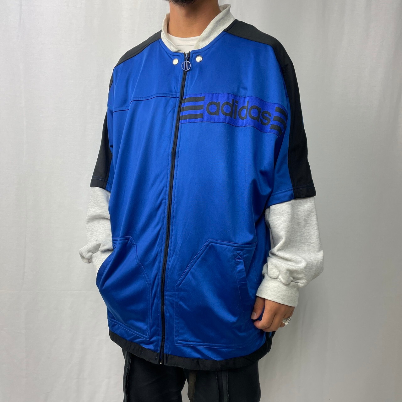 80年代 adidas アディダス フェイクレイヤード ジャージ×スウェット 
