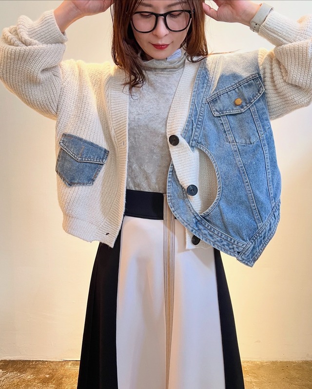 エイミーロウ  Eimee Law デニムドッキングニットカーデ