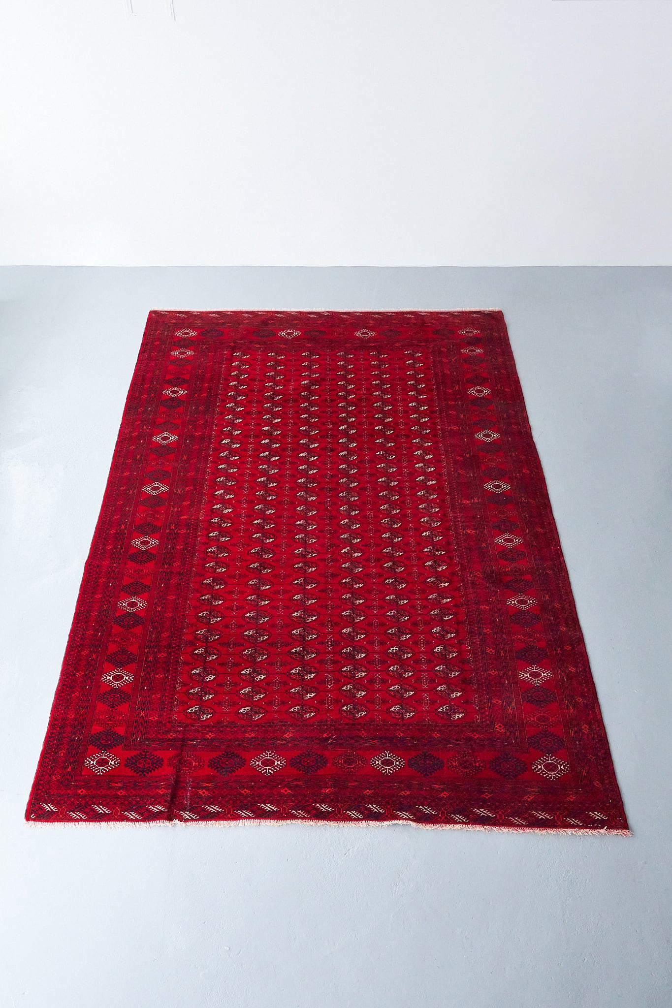 No.143 大判ヴィンテージラグ トライバルラグ トルクメン ウール(296×193cm)赤