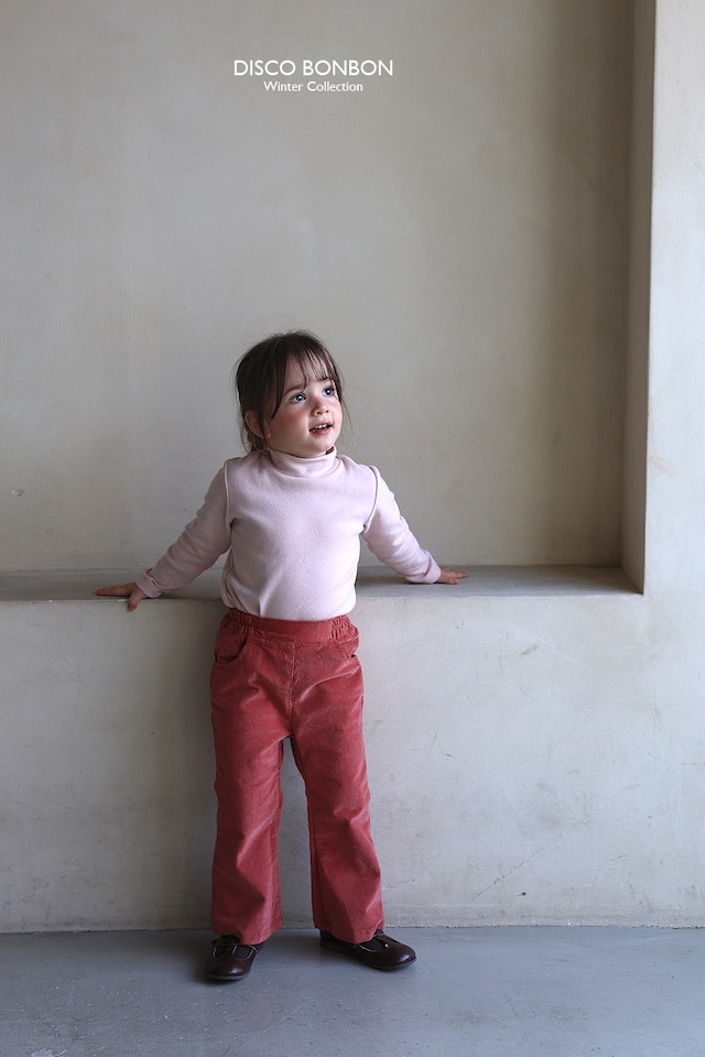【取寄】disco bonbon|stretch bootcut fleece pants (red)|ストレッチブーツカット裏起毛パンツ(レッド)|XS-XL|kids|25 winter