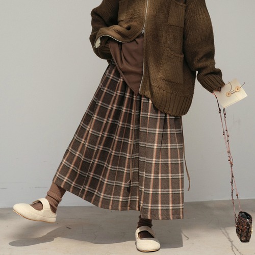 レトロチェック柄フレアスカート ・8803