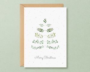 【グリーティングカード】クリスマスツリー｜シジュウカラのクリスマスカード