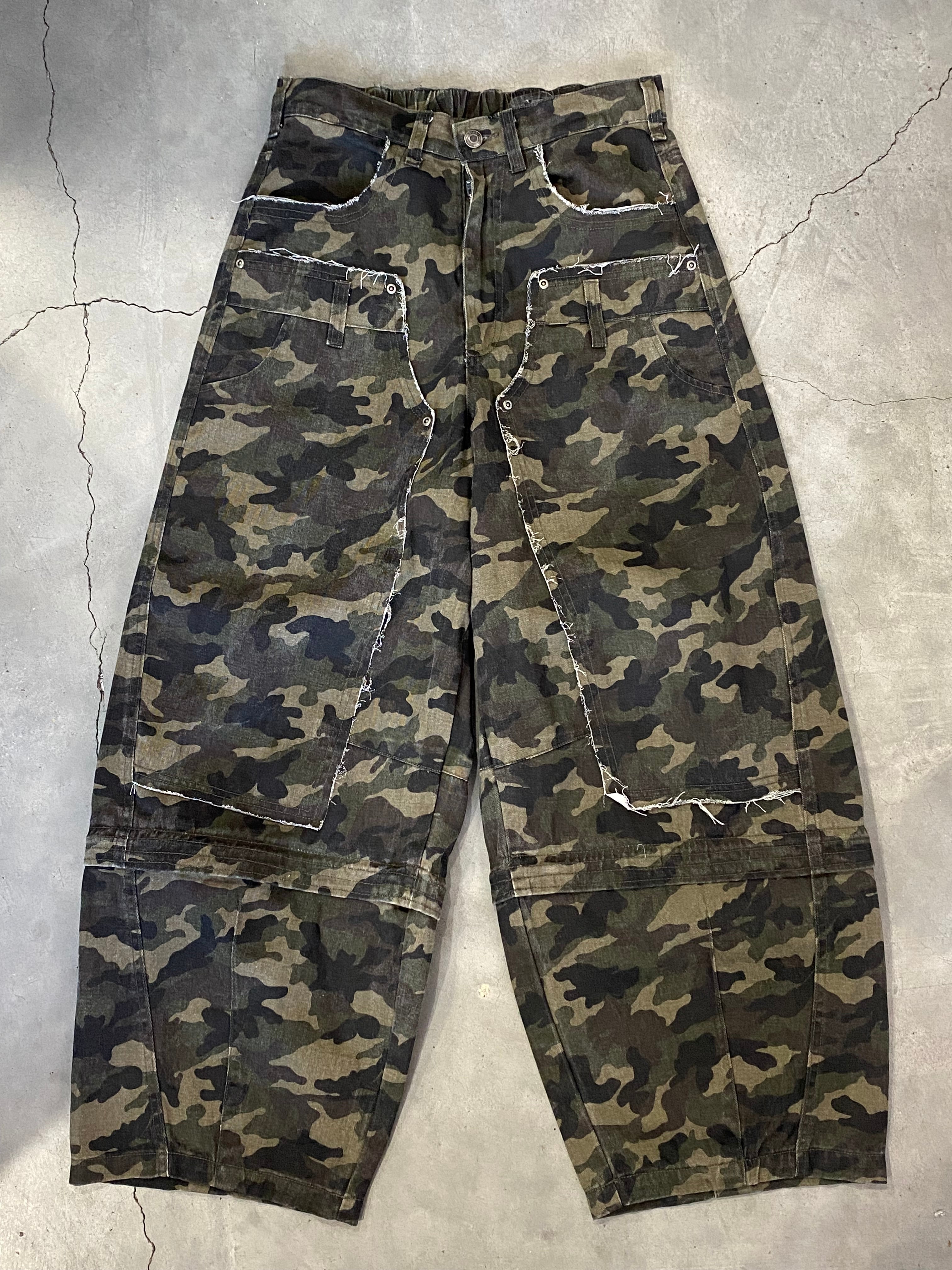 新品] 迷彩 2WAYデザイン ダブルニー カーブパンツ メンズ ストリート