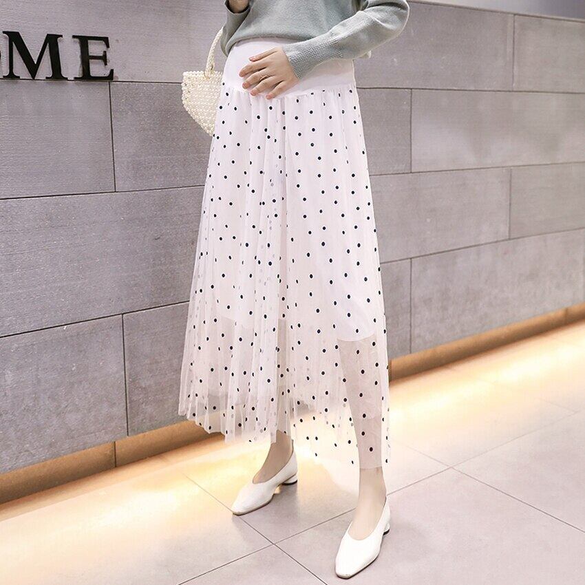 【新作】【送料無料】 妊婦スカートポルカドット3層ミドル丈サポート腹部伸縮性ウエストスタイリッシュスウィーティーサマースカート妊娠 エラスティック 大人ガーリー スウィート キュート カジュアル 夏物 AL expec337127695027