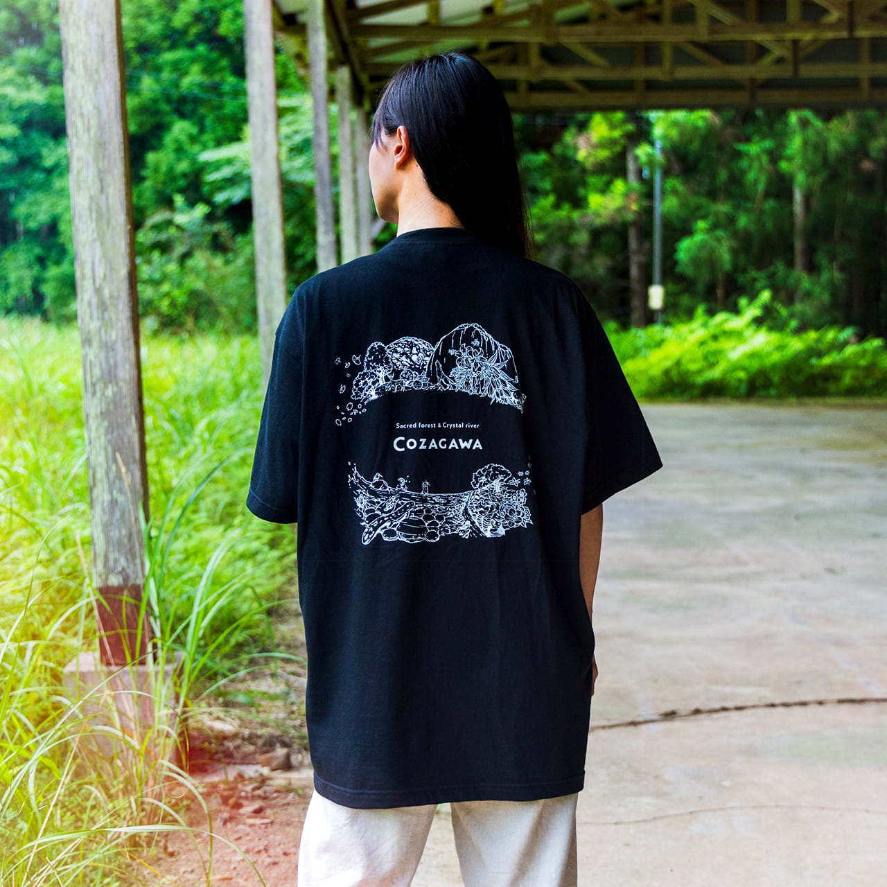 COZAGAWA - Tシャツ（メロン：ドライ）バックプリント 古座川 Sacred