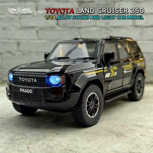 TOYOTA ランドクルーザー 250 PRADO 1/24 ミニカー 全3色 ライト点灯 エンジンサウンド 合金モデル 模型 ジオラマ