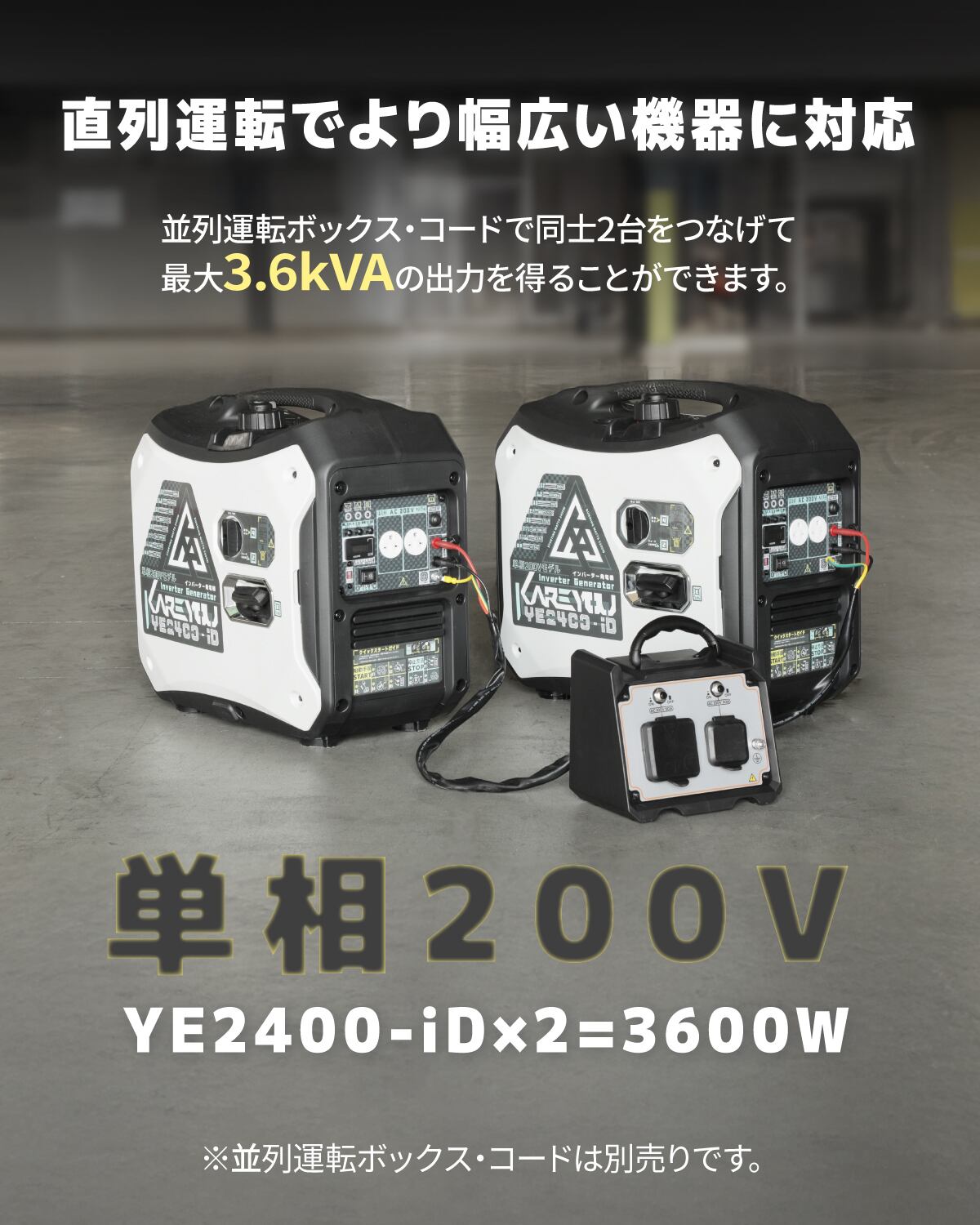 インバーター発電機 200v単相2200VA ガソリンエンジン式 50/60Hz インバーター発電機 200v単相2200VA ガソリンエンジン式 50/60Hz