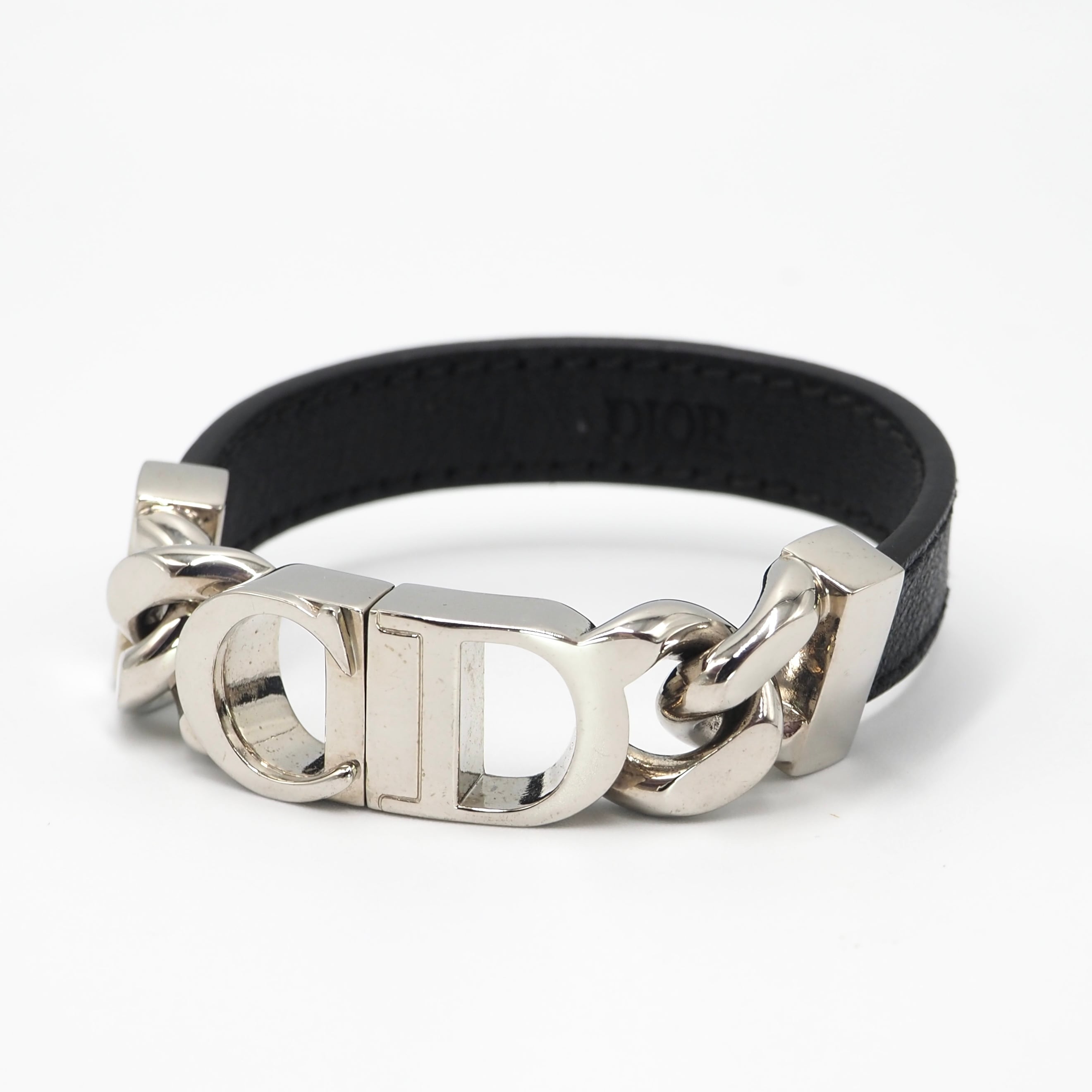 12/21掲載 DIOR CD Icon レザーコンビ ブレスレット GP レザー ディオール
