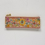 大人のためのインド刺繍リボン　スリムポーチ｜メガネポーチ / ペンケース｜COLORFUL