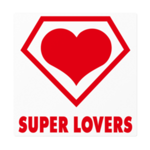 SUPER LOVERS logo/ステッカー白ベース 16cm枠内