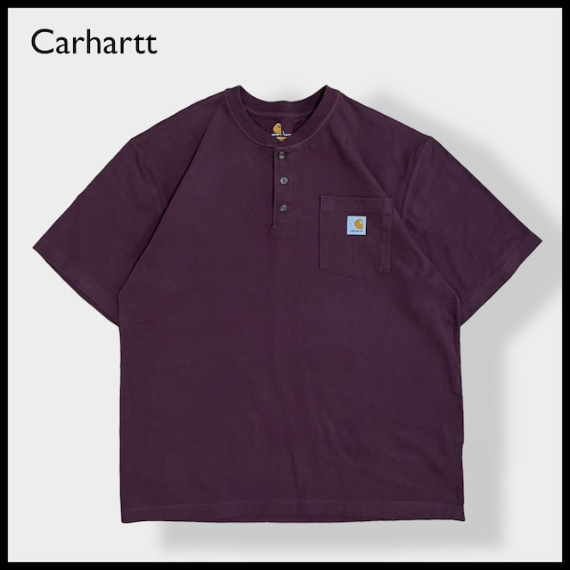 【Carhartt】ポケットTシャツ ポケT  ヘンリーネック ORIGINAL FIT Cロゴ LARGE 半袖 バーガンディ カーハート US古着