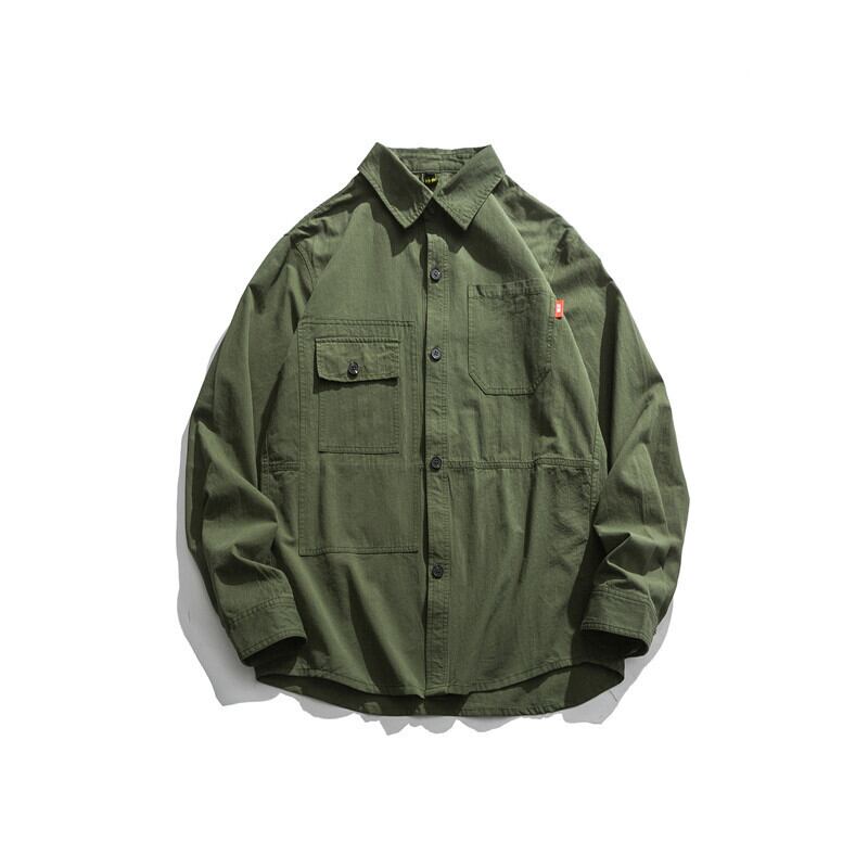 Yidao、ヴィンテージの春服、新しいeseクリエイティブポケット、無地、オールマッチユーティリティシャツ、トレンディなカジュアルシャツの男の子-アリババ スプリング 春物 ソリッドカラー ビンテージ hip6-161114295853982