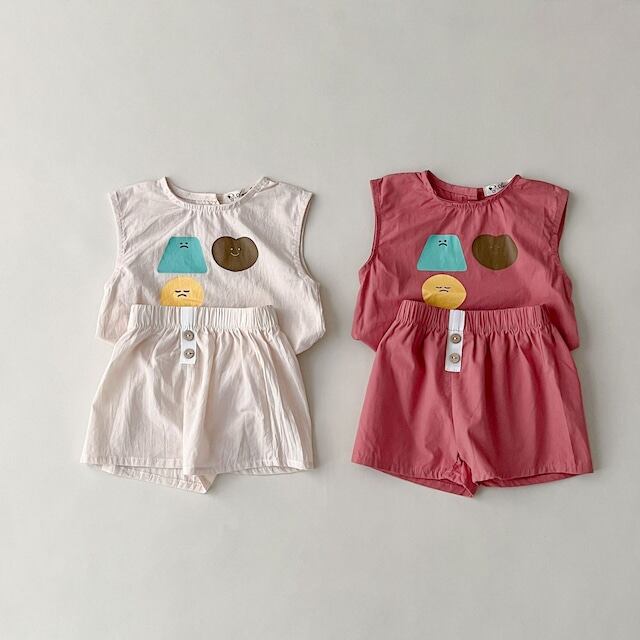【BABY&KID】夏新作 可愛いベスト&ショートパンツセット