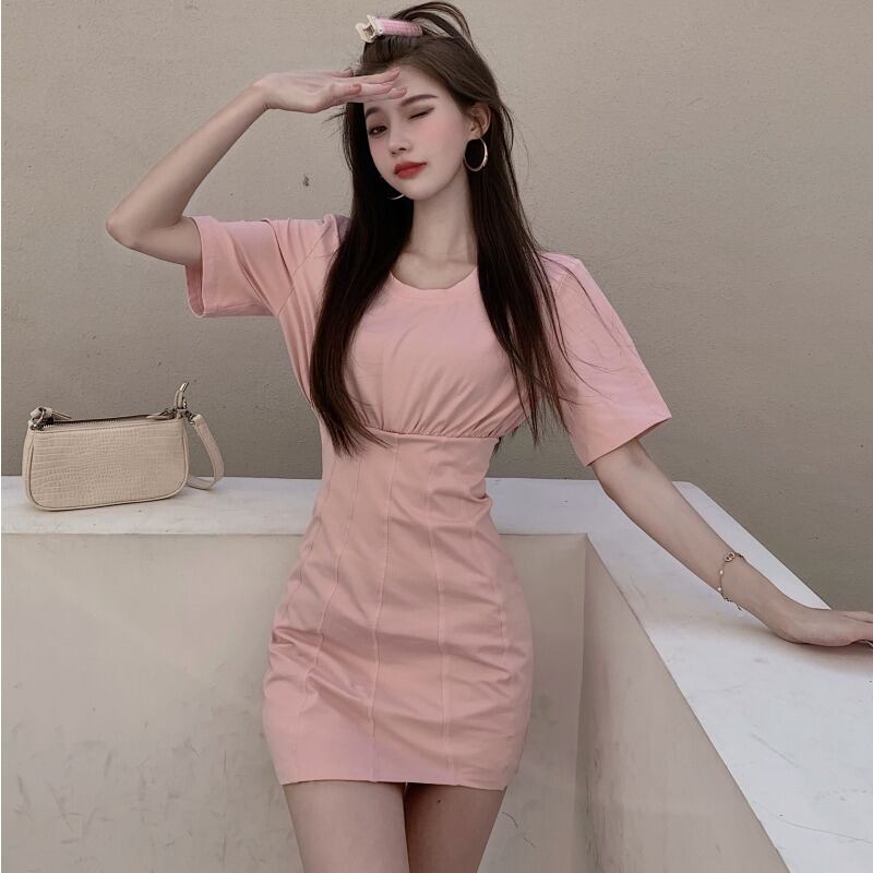 スタイルショートスカート ラウンドネック薄手ドレス Oネック ハンチェンe70937550772