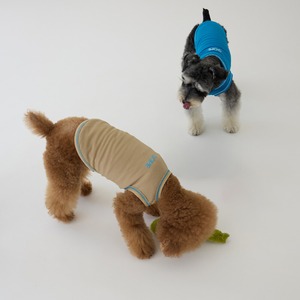 【予約】[ GOPE ] Stretch Mesh Sleeveless｜BEIGE × AQUA BLUE