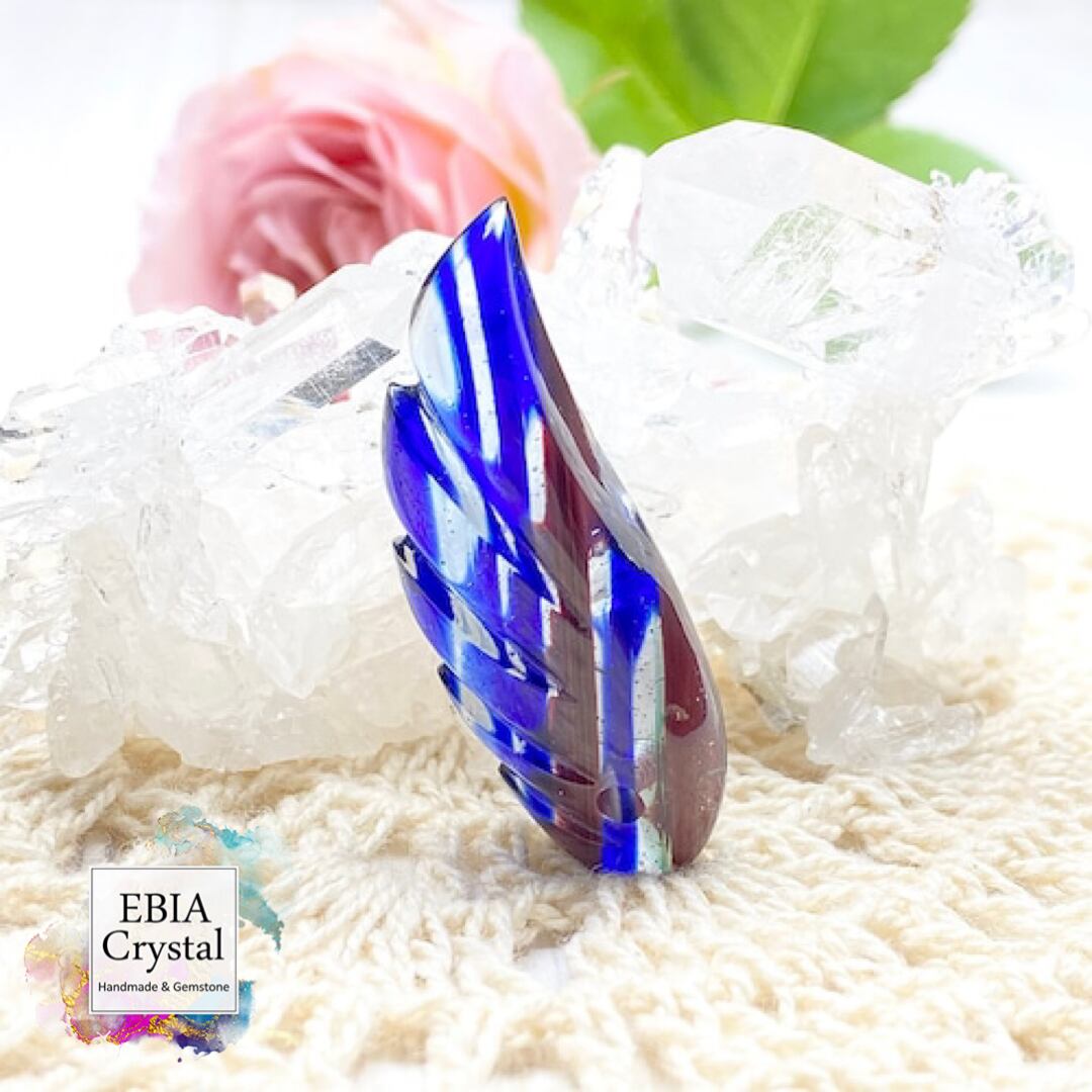 シエラネバダ産 アンダラクリスタル ロイヤルブルーマルチカラー 天使の羽根ペンダントトップ B