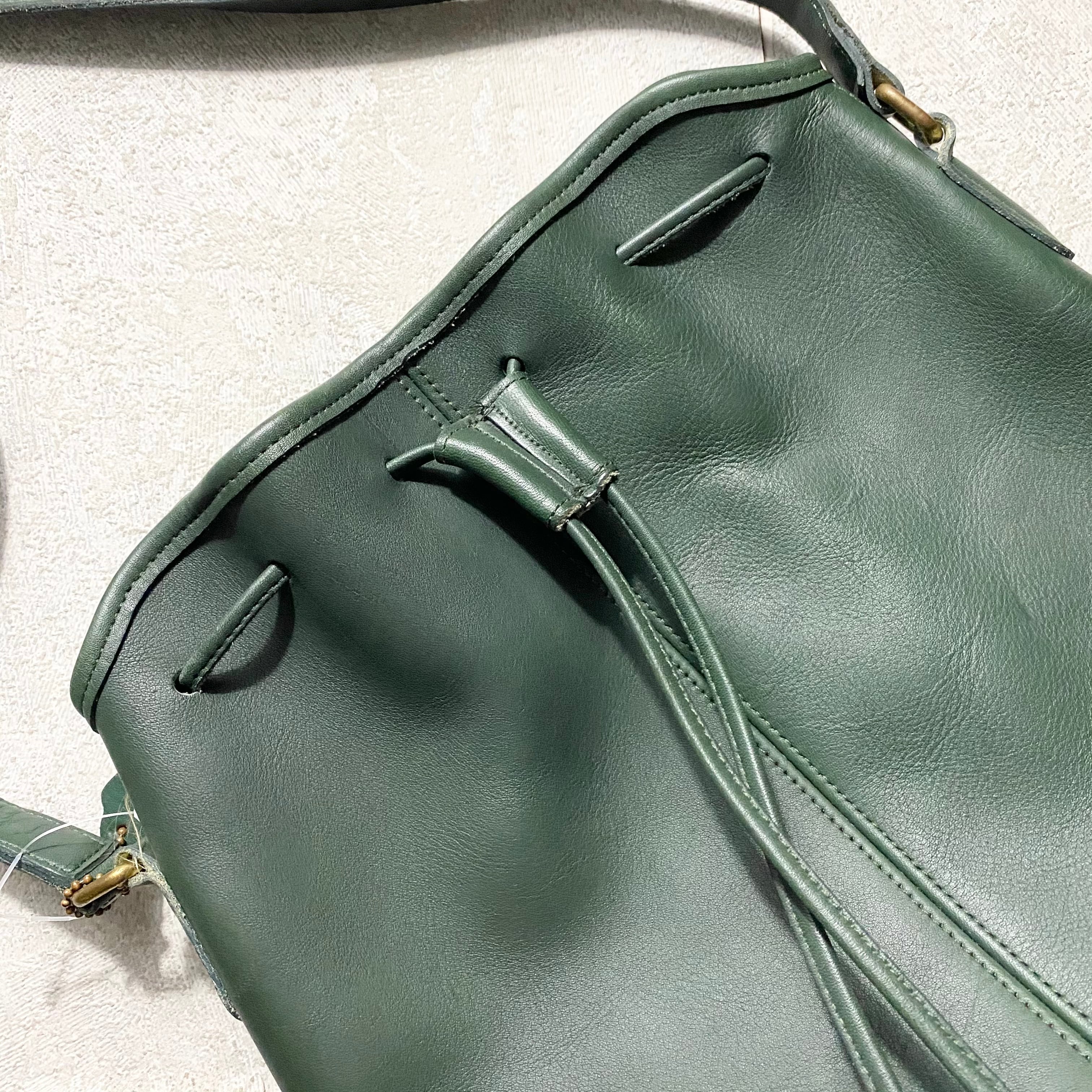 old COACH moss green leather bucket bag | NOIR ONLINE
