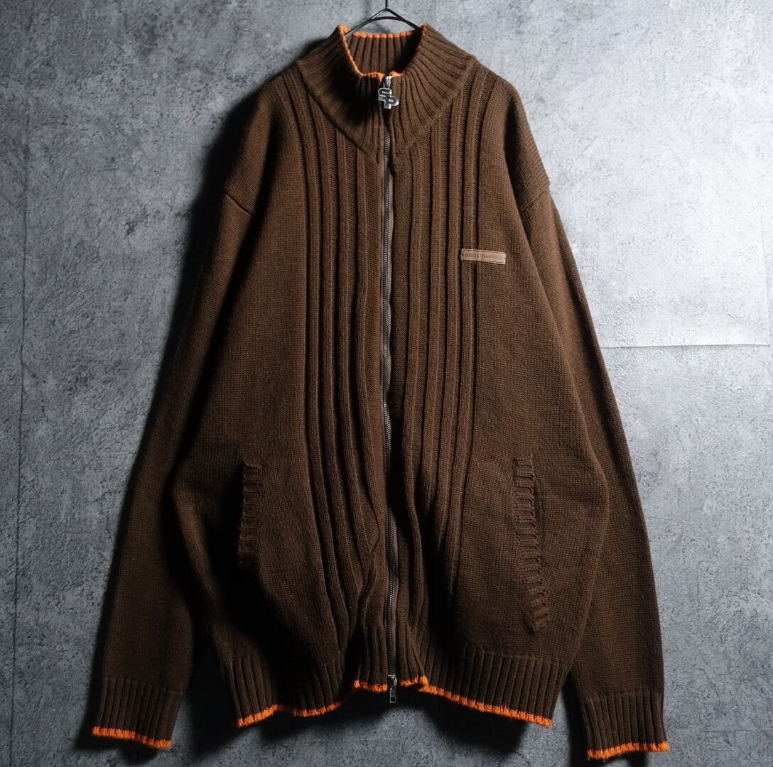 “SOUTH POLE” Brown Logo Design Double Zip Driver’s Knit